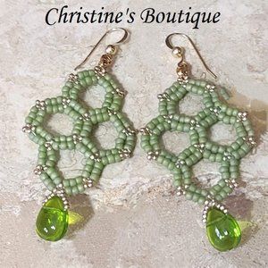 Handmade Honeycomb Earrings Glass 14kt gf earhooks